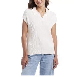 Weatherproof Vintage Women's Cotton Cap Sleeve Sweater, Cream, XL